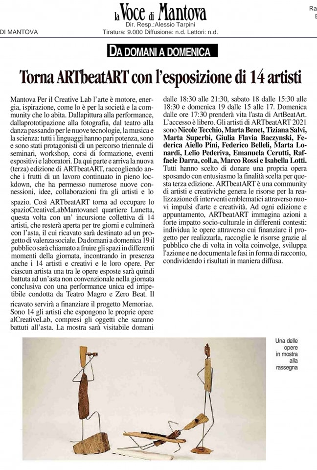 Articolo mostra ARTbeatART Voce di Mantova
