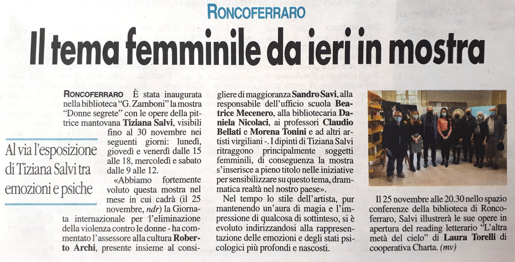 Articolo mostra Donne Segrete