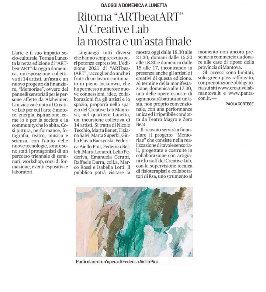 Articolo mostra ARTbeatART Gazzetta